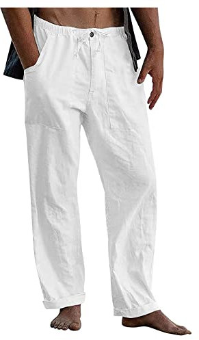 KONG JIMFAN Chino Hose Herren Taschen Activewear Geschenk Für Männer Herren Trainingshose Pantalon Blanc Homme Yoga Trousers Jogging Hose Sportswear Men Track Pants(Weiß,5XL)