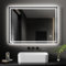 EMKE Badspiegel mit Beleuchtung 80x60cm LED badspiegel mit 3 Lichtfarben Dimmbar, Antibeschlag, Touch, Einfach Install Explosionsschutz Badezimmerspiegel