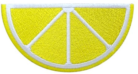 Urbanski Patch Zitrone Zitronenscheibe zum Aufbügeln 4,3 x 8 cm | Aufnäher Applikation Bügelbild