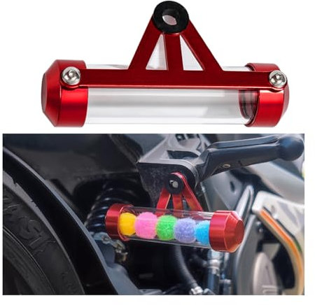 JNNJ Steuerscheibenhalter Motorradregistrierung, Universal Motorrad Motorrad Sicheres Steuerscheibenrohr Zylindrischer Halter, Für Motorrad, Roller, Quad(Rot)