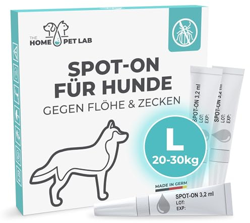 Spot On Zecken- und Floh Schutz für Hunde (L: 20-30 kg), Effektiver Zeckenschutz für den Hund, 3 Monate Langzeitwirkung gegen Zecken