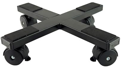 Tecnokit Carrello porta piante da interno ed esterno in acciaio per vasi rotondi e quadrati cm 30, portavasi con ruote portata 70 kg colore nero (cm 28x28x6,5)
