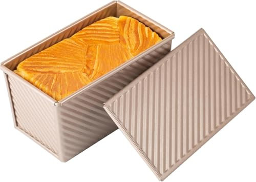 Roinaid Brotbackform Brotbackform mit Deckel Kastenform Brot Brotbackformen Toastbrot Backform Antihaftbeschichtetes Brot Kuchen und Gebäck Einfach Zu Bedienen und Zu Reinigen(Roségold)
