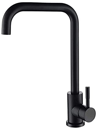 Grifo de cocina de acero inoxidable 304, grifo de cocina negro, fregadero de cocina, fregadero de cocina, lavavajillas, mezclador de agua fría, grifo, lavavajillas, grifo giratorio, E (color: Q)