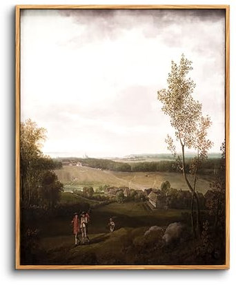 hyidecorart Vintage Leinwand Bilder mit Rahmen Holz, 20x25 cm Klein Wandbilder Wohnzimmer Natur Rustikale Landschafts Bild Aesthetic, Wanddeko Schlafzimmer Gemälde Badezimmer Büro Zimmer Esszimmer