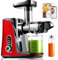 AMZCHEF Juicer Machines, for Squeezing Juice and Vegetable Juice, High Juice Yield Juicer Machines with Ultradense Filter, 1 Bottle and 2 Cups, Classic Red