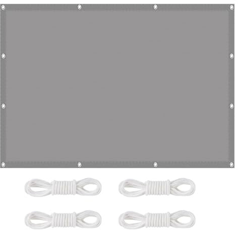 Sonnensegel Wasserdicht 0.9 x 3.5 m Wasserdicht Markisenstoffe Meterware mit Ösen Sichtschutz Reißfest Wetterfest Ohne Bohren für Garten Balkon & Terrasse, Hellgrau