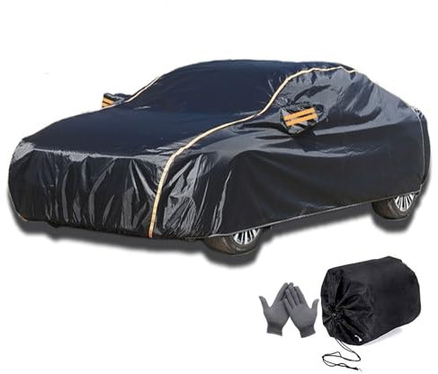 Autoabdeckung für Audi Q2, Allwetter-Universal-Autoplane mit Türreißverschluss/winddichtem Seil/Passwortschloss/Handtuch/Aufbewahrungstasche/Handschuhe