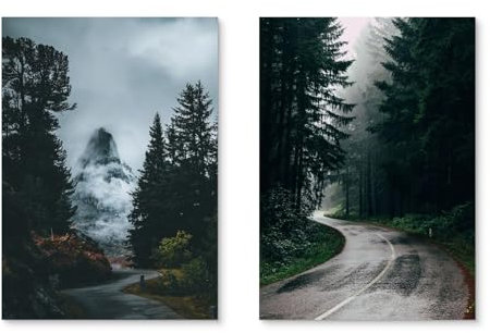 Viusneun 2er Set Premium Poster - Modern Natur Green Forest Leinwand Wandkunst Bilder - Wandbilder Deko für Wohnzimmer und Schlafzimmer - Ohne Rahmen (30x40cm)