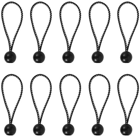 Marquee Bungee Toggles - 50 Piece Elastic Tie Down Straps for Tents & Camping | Adjustable Bungee Cords with Balls for Tarpaulin & Flags