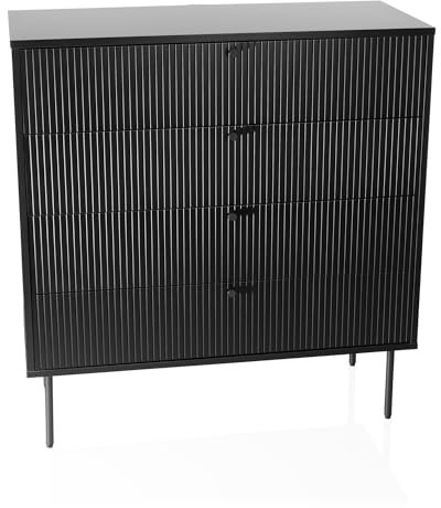hjh LIVING Kommode mit 4 Schubladen KARBY K 90x40x95 cm, Schubladenschrank im Industrial-Stil, viel Stauraum, Schwarz