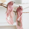 Lot de 2 décorations d'oiseaux pour sapin de Noël, oiseaux artificiels à plumes blanches en mousse, décorations de sapin de Noël à plumes blanches (rose)