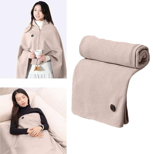 Heizkissen, Portable Heated Shawl Maschinenwaschbar, Wearable Elektrische Heizdecke mit 3 Heizstufen, Wärmekissen für Rücken Nacken Schulter Bauch (E, 80 * 150 CM)