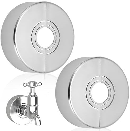 Joynine 2Pcs Rosace Mitigeur Douche 3 Tailles en 1 Cache Tuyau Plomberie ABS pour Ø21mm/26mm/33mm Rosace Radiateur Argent Convient pour Décoration de Douche Tuyaux Chauffage Robinets Cuisine Baignoire