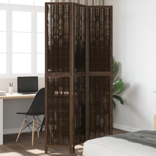 ShGaxin 3-TLG. Raumteiler Dunkelbraun Massivholz Paulownia, Trennwand, Paravent, Sichtschutz, Umkleidekabine, Spanische Wand - 358655