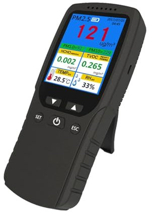 Luftqualitätsmonitor 9 In 1 Air Qualität Tester Monitor for Formaldehyd PM2,5 TVOC PM10 Analysator Tragbare LCD Farbe Bildschirm Detektor Genaue und zuverlässige Messwerte
