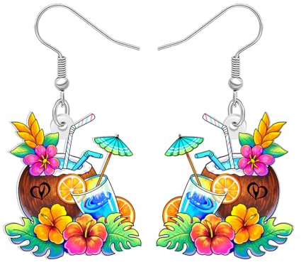 DALANE Acryl Spaß Hawaii Tropische Insel Kokosnuss Baum Ohrringe hängend für Damen Mädchen Niedlich Sommer Meer Krabbe baumeln Schmuck für Strandliebhaber Urlaub Party Geschenke