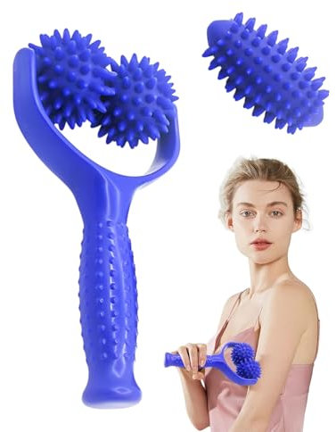 TPZORJX Massageroller Mit Griff,Auswechselbare Massage Roller mit 3 Igelball Massageball,Selbstmassagerolle,Massagegerät Fascia Ball,Igelball Fußmassage für Beine RüCken Arme Schultern(Blau)