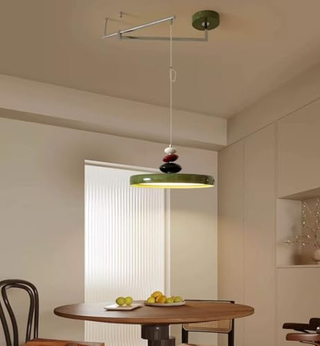 Bellastein LED Pendelleuchte Esstisch Dimmbare Hängelampe mit Schwenkarm, Moderne Esszimmer Hängeleuchte Mit Fernbedienung, Höhenverstellbar für Flur Kücheninsel Wohnzimmer Küche Büro Lampe (Grün, B)