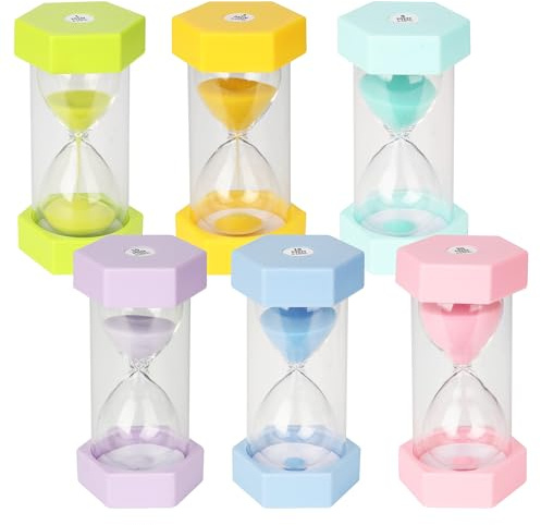6 Stück Bunter Sanduhren für Kinder,Buntes Sanduhren Set 1/3/5/10/15/30 Minuten,Farbtimer, Zeitmesser Sanduhren, Geeignet für Küche, Zuhause, Kinderleben,Spieltimer (Makkaronfarbe(1/3/5/10/15/30 Min))