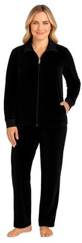 DISTRA Damen Nicki Trainingsanzug - Hausanzug - Wellnessanzug in eleganten schwarz (DE/NL/SE/PL, Alphanumerisch, XL, Regular, Regular, SCHWARZ)