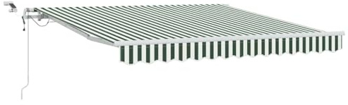 vidaXL Einziehbare Markise Grün und Weiß 350 x 250 cm, Moderner, rechteckiger, robuster, ausziehbarer Sonnenschutz, Gartenmarkise, UV-Schutz für den Balkon