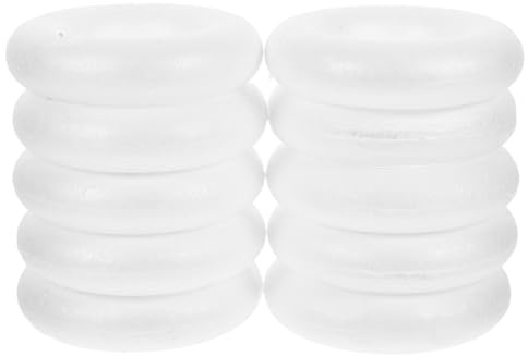 TEHAUX 10 Piezas de Círculos de Espuma en Blanco, Material Fácil de Transportar para Manualidades Infantiles y Adornos de Árboles de Navidad