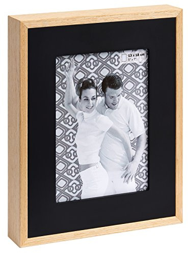 walther design Bilderrahmen schwarz 13 x 18 cm Holz-Portraitrahmen mit Holzpassepartout, Double YP318B