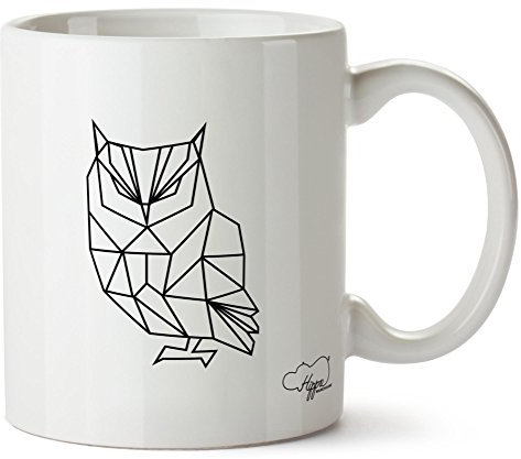 Hippowarehouse Geometric Owl Printed Mug Cup Ceramic 10oz