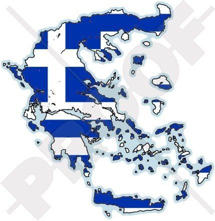 GRIECHENLAND Griechische Karten-Flagge Hellas Hellenisch 100mm Auto & Motorrad Aufkleber, Vinyl Stickers