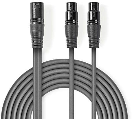 Nedis Symmetrisches XLR Audiokabel, XLR 3-Pin Stecker - 2X XLR 3-Pin Buchse, dunkelgrau, 1,5m