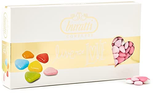 Buratti Confetti Cioccolati zuccherati a forma di cuore rosa, 1 kg