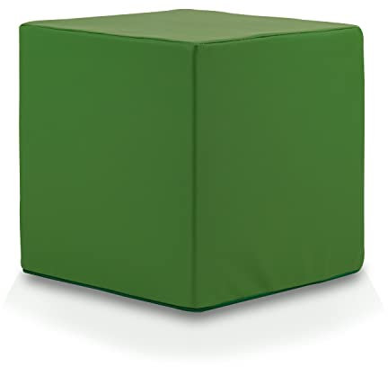 Ecopuf Cube - Sitzhocker Hocker Kunstleder Lederimitat Sitzbox Quader Würfel Pouf Ottomane Fußbank für's Wohnzimmer Wohneinrichtung 40x40x40 cm Faber Grün E9