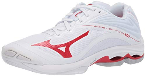 Mizuno Wave Lightning Z6 Damen Volleyball-Schuh, Weiß/Rot, 40 EU