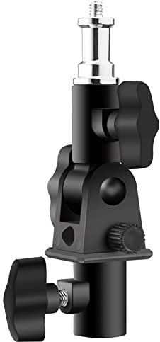 WELLMAKING U-Shape Camera Flash 180°Swivel Mount Bracket with Standard 1/4 to 3/8 inch Metal Male Screw Spigot Stud Compatible for Umbrella Softbox Reflector Holder Stand for Video Light Studio