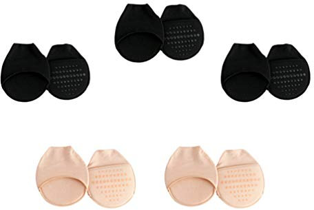 EXCEART 5er Set Damen Zehenstrümpfe Unsichtbare No Show Sohlen Socken Hautfarben und Schwarz Flache Halbsocken für Ballerinas und Sneakers Bequeme Futterale Strümpfe