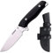 J&V Cuchillo de Supervivencia CAIMAN Campo Bushcraft Caza y Pesca - Mango de Mikarta - Hoja de Acero Inoxidable MV-58 y 12 cms - Funda de Piel