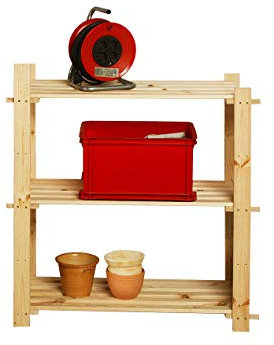 Szagato Holzregal Grundregal massiv HxBxT: 90x85x40 cm, 3 Böden, Marke, Made in Germany (Echtholz-Regal Kellerregal Ordnerregal Lagerregal Wohnregal, Regal für Wohnraum, Kinderzimmer, Schulen)