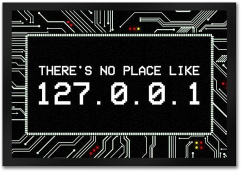 trendaffe - Localhost Fußmatte mit IP Adresse 127.0.0.1 in weiß - There's no Place Like