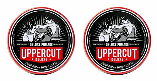 Uppercut Deluxe, Deluxe Pomade, professionelle Pomade auf Wasserbasis für zeitlose und klassische Looks, starker Halt und hoher Glanz, Haarprodukt für Männer, 2 x 100 g