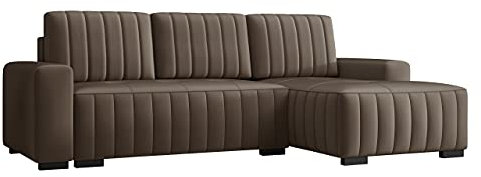 Mirjan24 Ecksofa mit Schlaffunktion und Bettkasten Hokok, Eckcouch für Wohnzimmer, Holzfüße, L-Form Sofa mit Bettfunktion, Wohnlandschaft (Manila 05, Seite: Rechts)