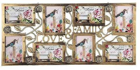 Youyijia Multi Aperture Photo Frame 27.6x13 Inch Collage Picture Wall Mounted Frame for 8 Photos Ideal as Gift for Friends Copper
