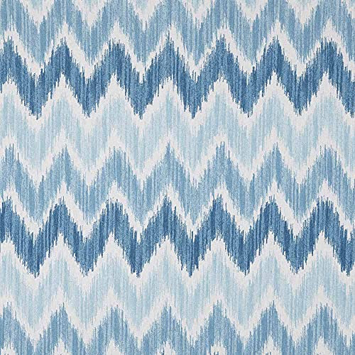 Kt KILOtela - Meterware Leinenstoff Bedruckt, Dekoration, Kissen, Polsterung, Breite 280 cm, Länge zur Auswahl von 50 in 50 cm, Andratx, Ikat, Jadeblau
