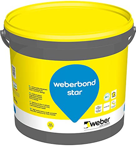 Colle acrylique pour sols souples et textile, 13kg, hautes performances, sans solvant, WEBERBOND STAR, WEBER