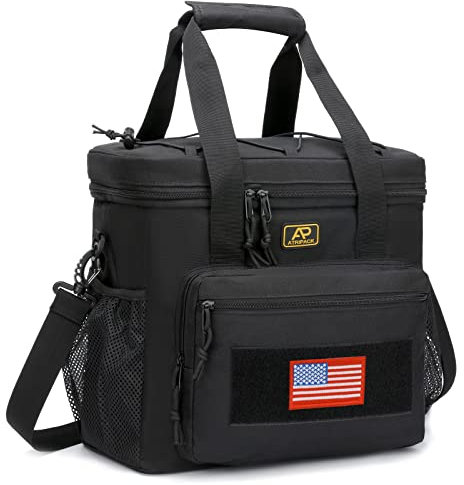 Lunchbox für Herren, taktische Lunchtasche, MOLLE-Gurtband, auslaufsicher, isoliert, große Lunch-Kühler, Frauen, Erwachsene, Picknick, Büro (schwarz)
