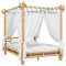 vidaXL Himmelbett 140x200 cm Bambus, Schlafzimmermöbel, Bettrahmen mit Vorhängen, Bettgestell mit Vorhang, Bettrahmen, Bettgestell, Bambus Bett
