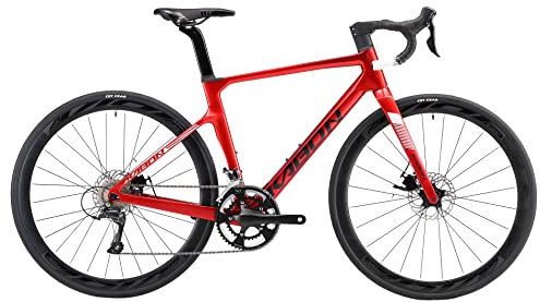 KABON Rennrad Carbon, Rennrad Herren 700c Rahmen,Gabel und Sattelstütze Lenker mit Shimano 105 R7000 22 Gänge Fahrrad Carbon rennrad für Herren Damen (Rot, 58cm)