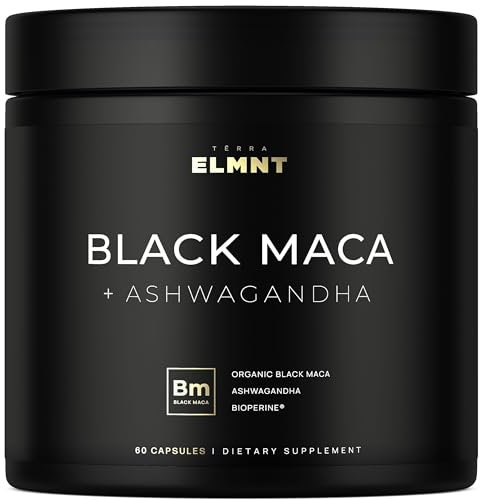 Suplemento de testosterona de raíz de maca negra orgánica de 40.000 mg para hombres + Ashwaganhda, cápsulas de raíz de maca negra de la más alta potencia para hombres, polvo de maca 100% puro, mejora