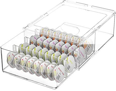 Bartesian Refrigerator Pod Holder - Stackable, Clear, Holds 32 Capsules