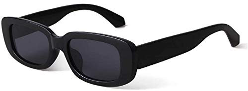 Retro Brille Kind Rechteckige Sonnenbrille für Damen 90er Vintage Fashion Brille Schwarz Rahmen Lesebrille Brille
